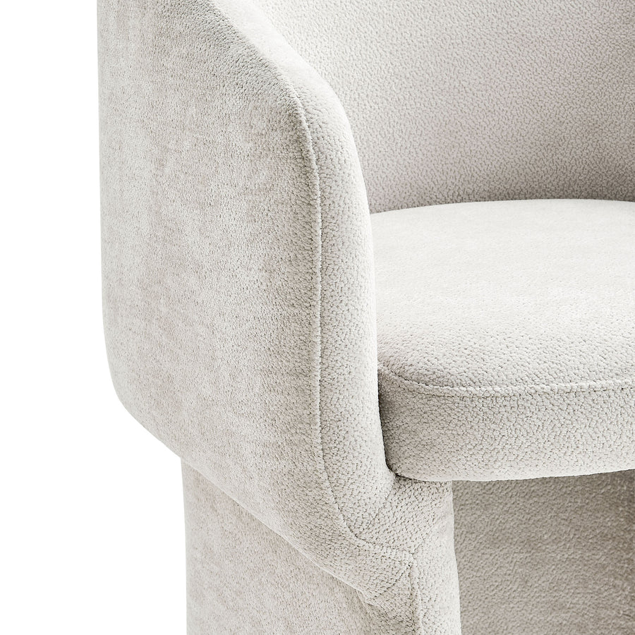 Halle Barrel Back Chenille Dining Armchair in Ivory