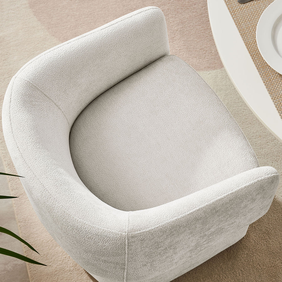Halle Barrel Back Chenille Dining Armchair in Ivory