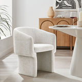 Halle Barrel Back Chenille Dining Armchair in Ivory