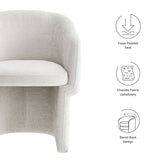 Halle Barrel Back Chenille Dining Armchair in Ivory
