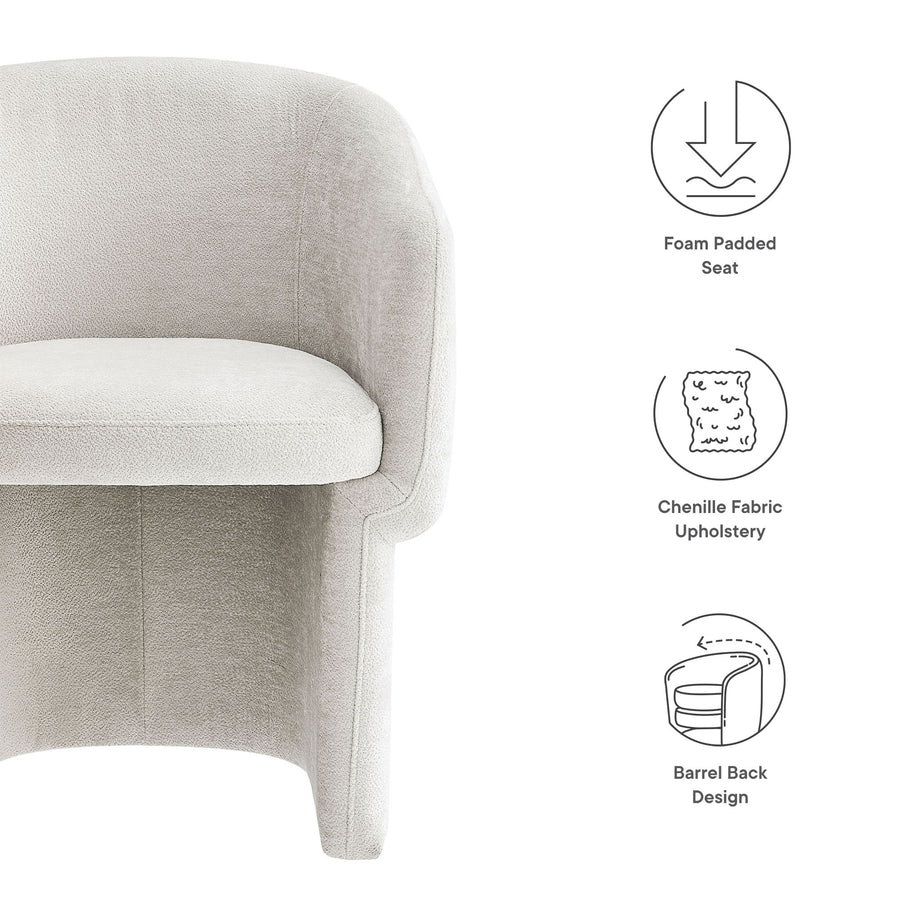 Halle Barrel Back Chenille Dining Armchair in Ivory