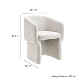 Halle Barrel Back Chenille Dining Armchair in Ivory