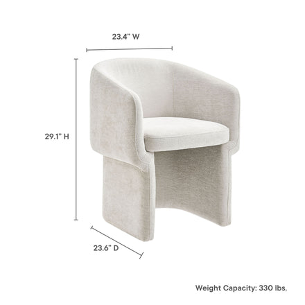 Verity Barrel Back Chenille Dining Armchair in Ivory