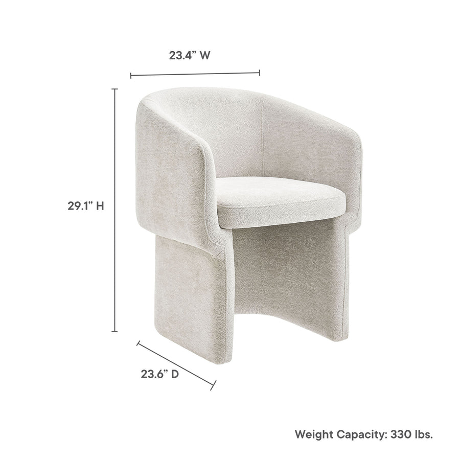 Halle Barrel Back Chenille Dining Armchair in Ivory
