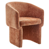 Halle Barrel Back Chenille Dining Armchair in Rust