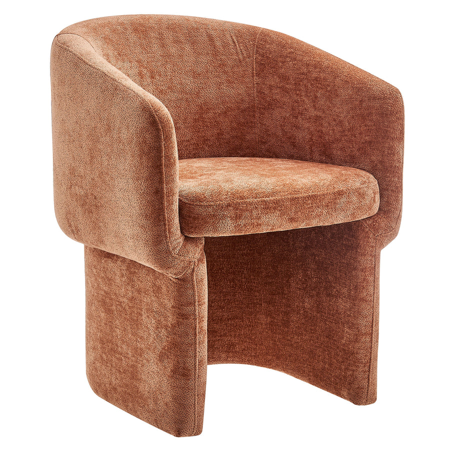 Halle Barrel Back Chenille Dining Armchair in Rust