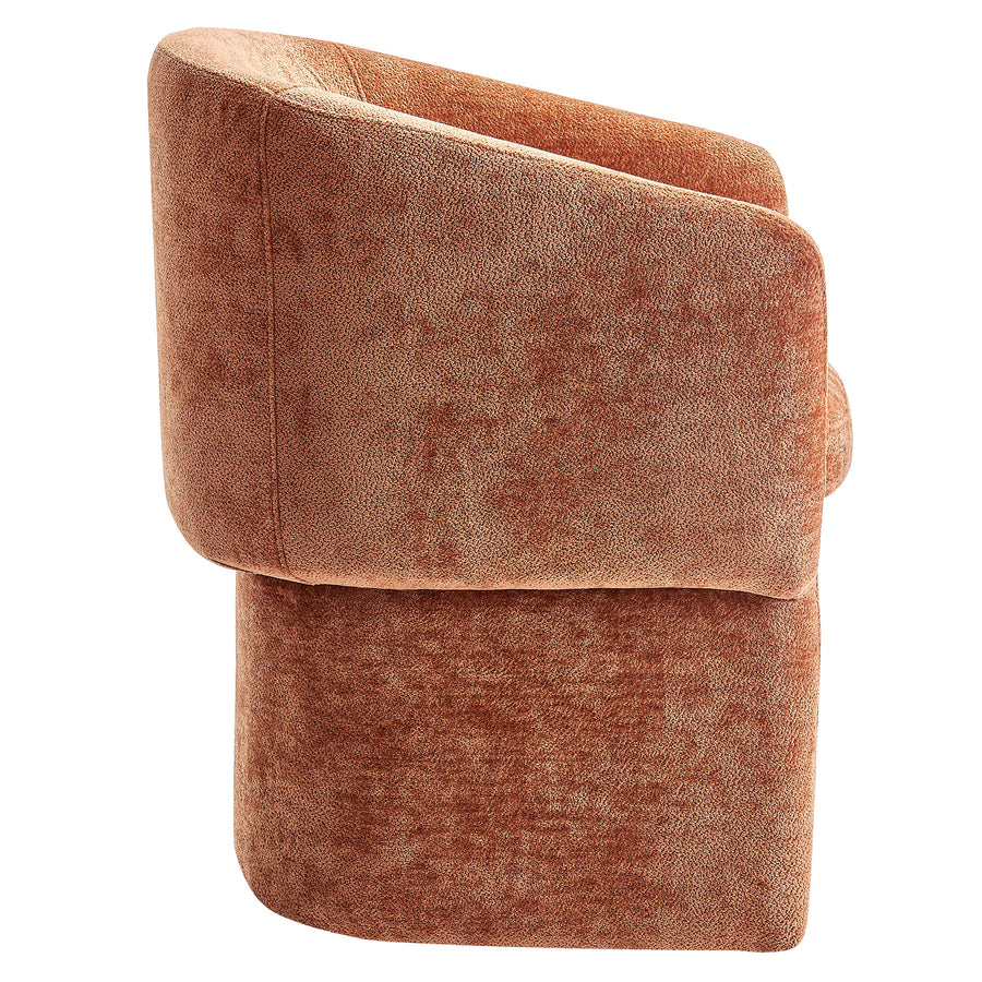 Halle Barrel Back Chenille Dining Armchair in Rust