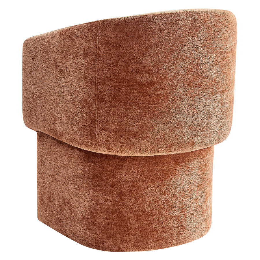 Halle Barrel Back Chenille Dining Armchair in Rust