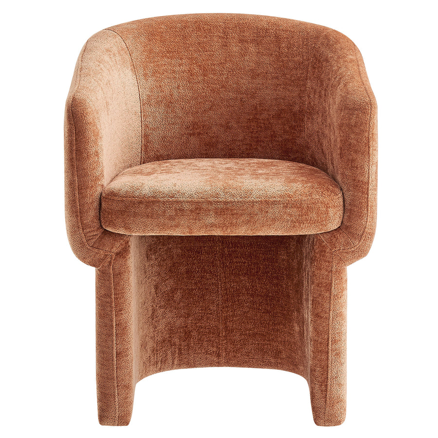 Halle Barrel Back Chenille Dining Armchair in Rust