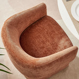 Halle Barrel Back Chenille Dining Armchair in Rust