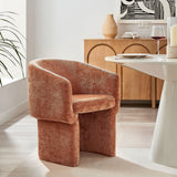 Halle Barrel Back Chenille Dining Armchair in Rust