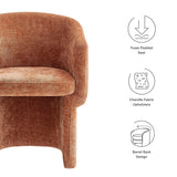 Halle Barrel Back Chenille Dining Armchair in Rust