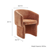 Halle Barrel Back Chenille Dining Armchair in Rust