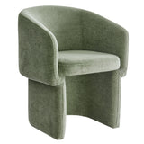 Halle Barrel Back Chenille Dining Armchair in Sage