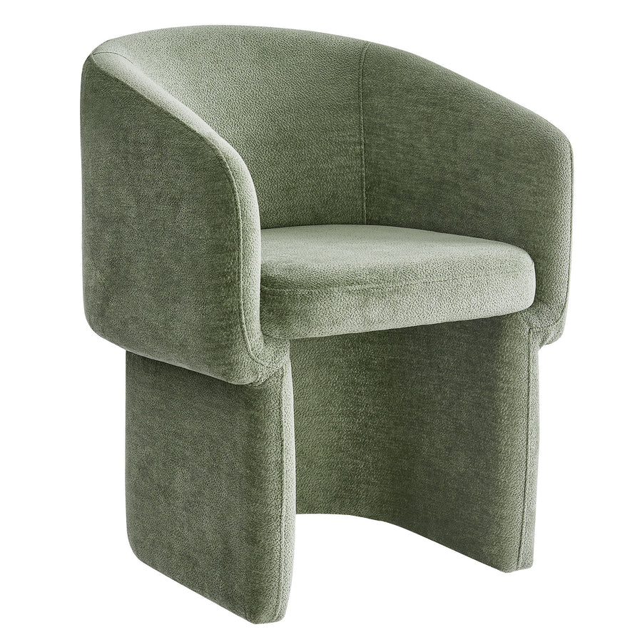 Halle Barrel Back Chenille Dining Armchair in Sage