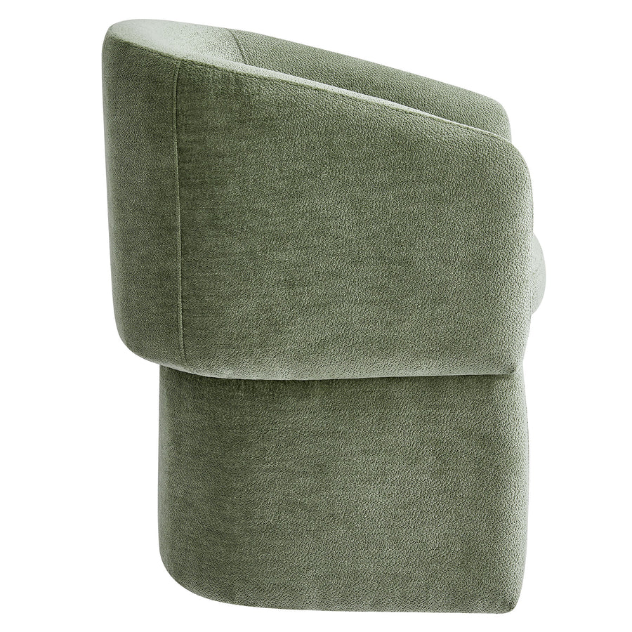 Halle Barrel Back Chenille Dining Armchair in Sage