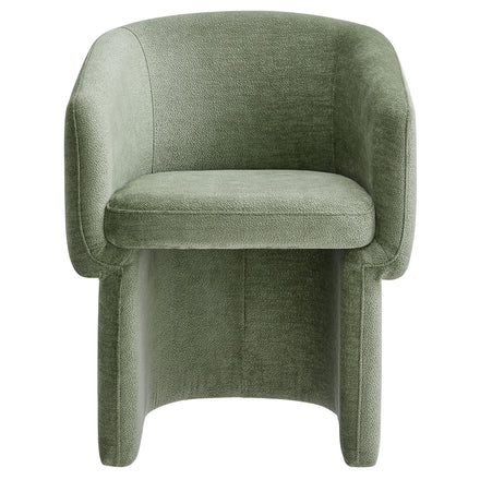 Verity Barrel Back Chenille Dining Armchair in Sage