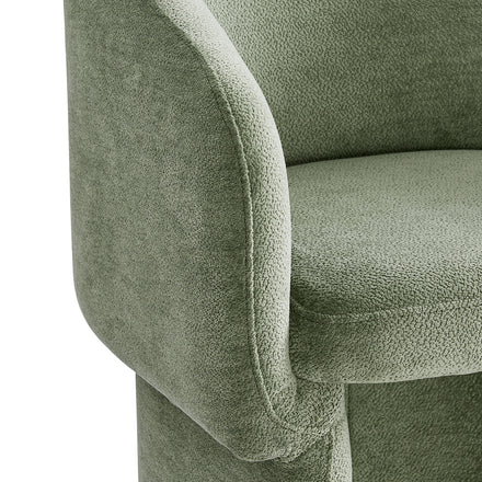 Verity Barrel Back Chenille Dining Armchair in Sage