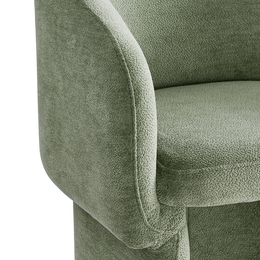 Halle Barrel Back Chenille Dining Armchair in Sage