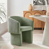 Halle Barrel Back Chenille Dining Armchair in Sage