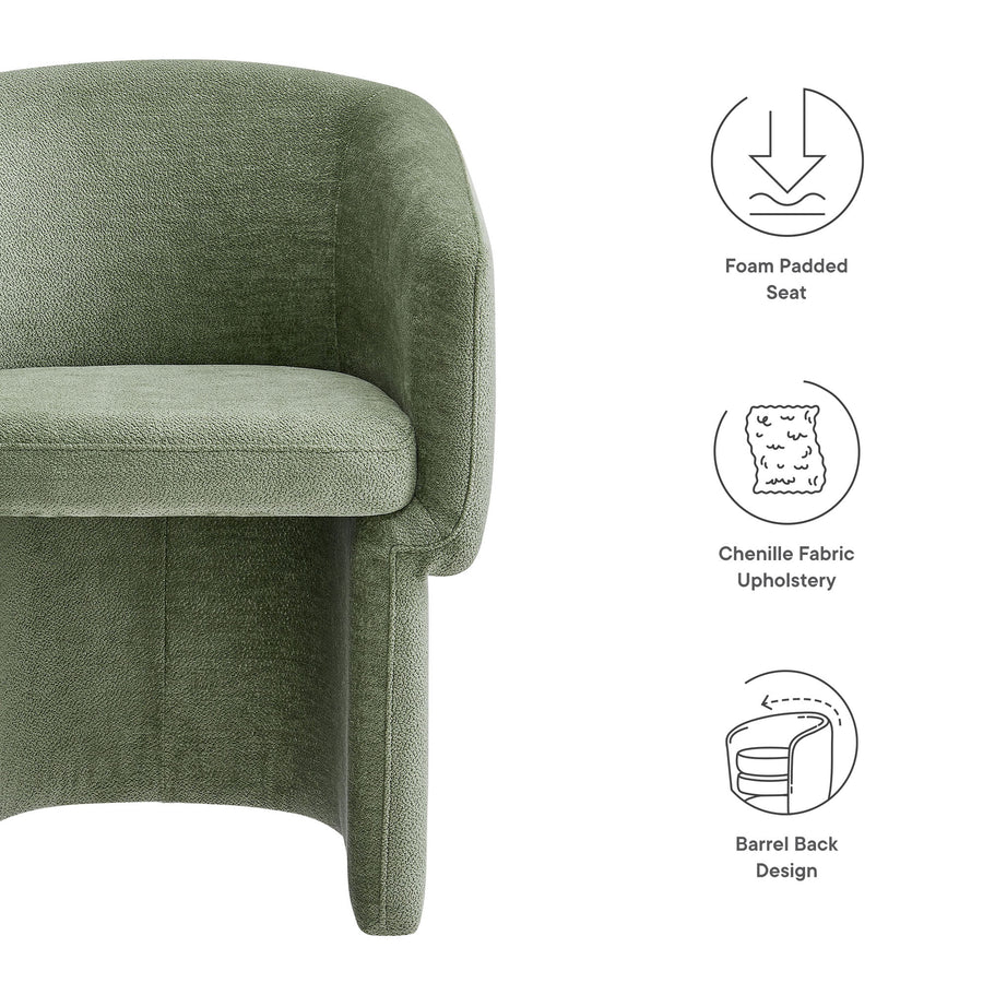 Halle Barrel Back Chenille Dining Armchair in Sage