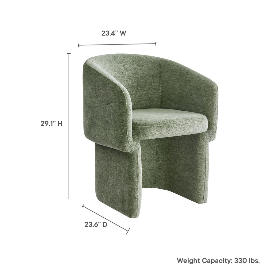 Halle Barrel Back Chenille Dining Armchair in Sage