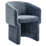 Halle Barrel Back Chenille Dining Armchair in Slate Blue