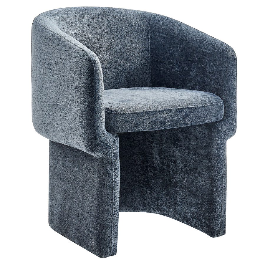 Halle Barrel Back Chenille Dining Armchair in Slate Blue