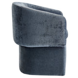 Halle Barrel Back Chenille Dining Armchair in Slate Blue