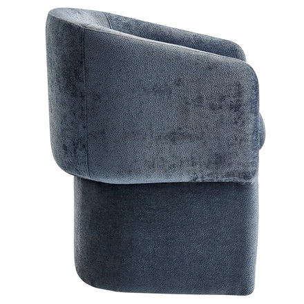 Verity Barrel Back Chenille Dining Armchair in Slate Blue