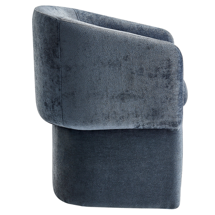 Halle Barrel Back Chenille Dining Armchair in Slate Blue