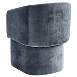 Halle Barrel Back Chenille Dining Armchair in Slate Blue