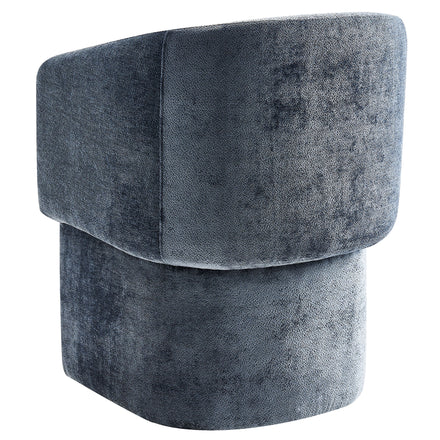 Verity Barrel Back Chenille Dining Armchair in Slate Blue