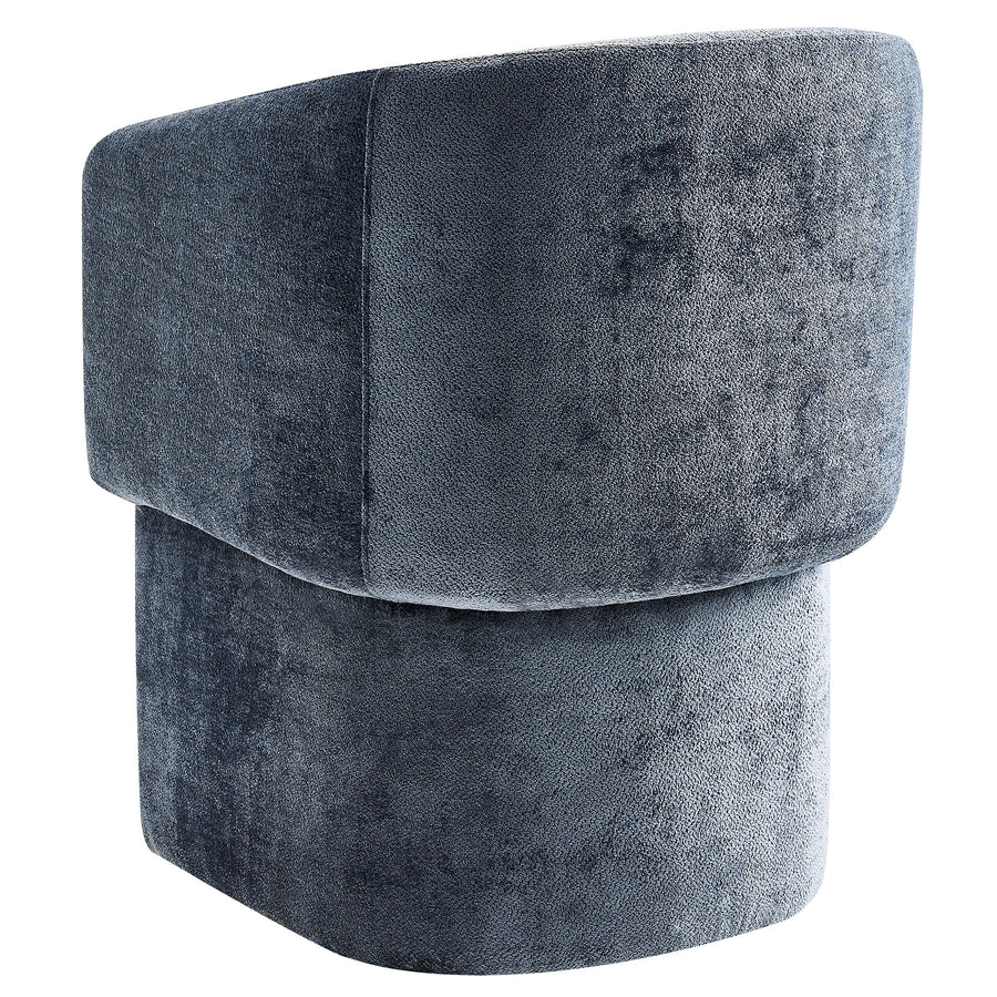 Halle Barrel Back Chenille Dining Armchair in Slate Blue