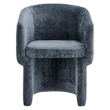 Halle Barrel Back Chenille Dining Armchair in Slate Blue