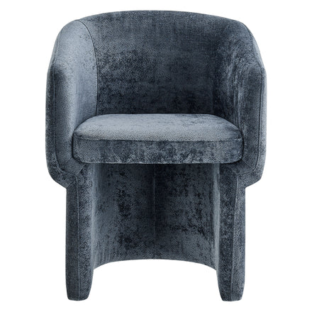 Verity Barrel Back Chenille Dining Armchair in Slate Blue