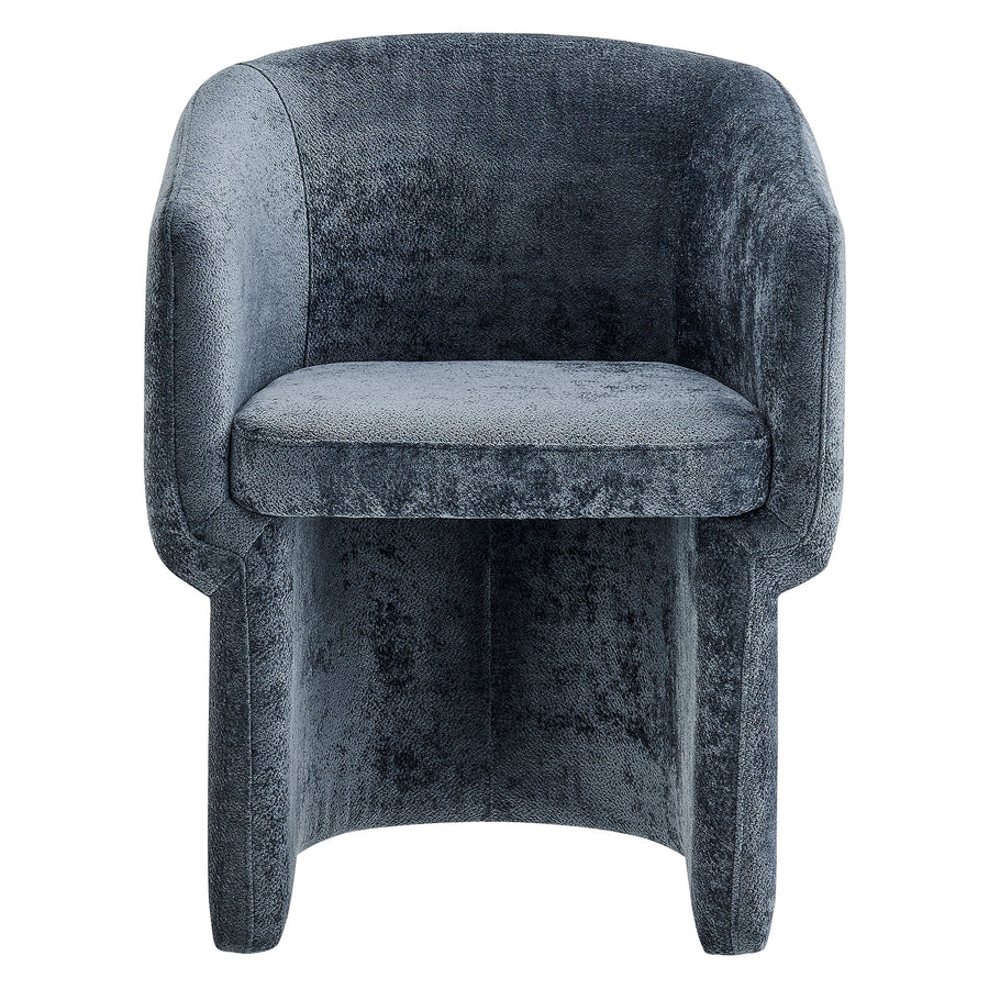 Halle Barrel Back Chenille Dining Armchair in Slate Blue
