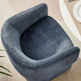 Halle Barrel Back Chenille Dining Armchair in Slate Blue