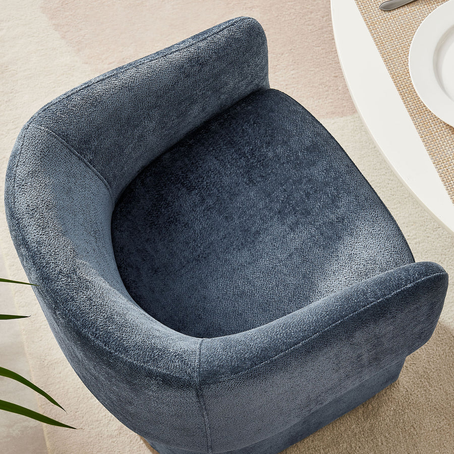 Halle Barrel Back Chenille Dining Armchair in Slate Blue