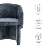Halle Barrel Back Chenille Dining Armchair in Slate Blue
