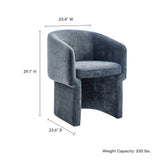 Halle Barrel Back Chenille Dining Armchair in Slate Blue