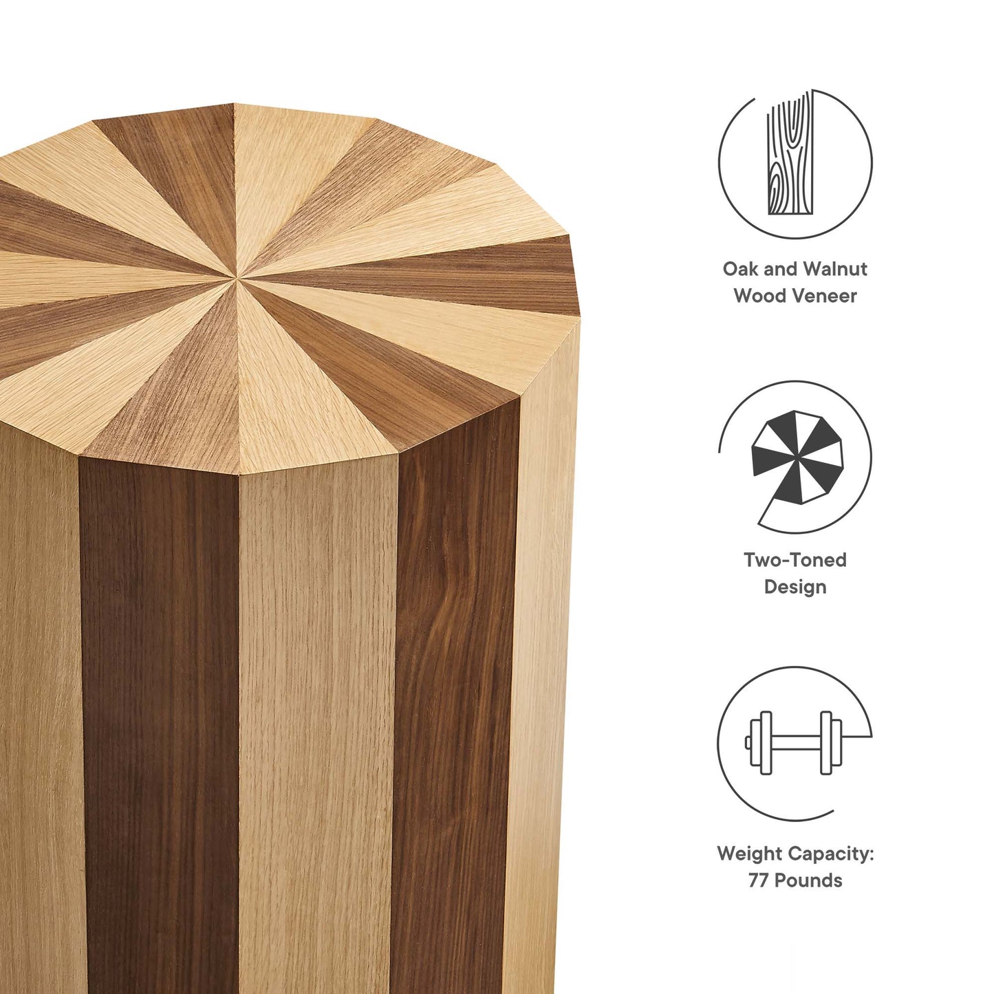Twirl Two-Toned Wood Veneer Side Table by Furniture For America