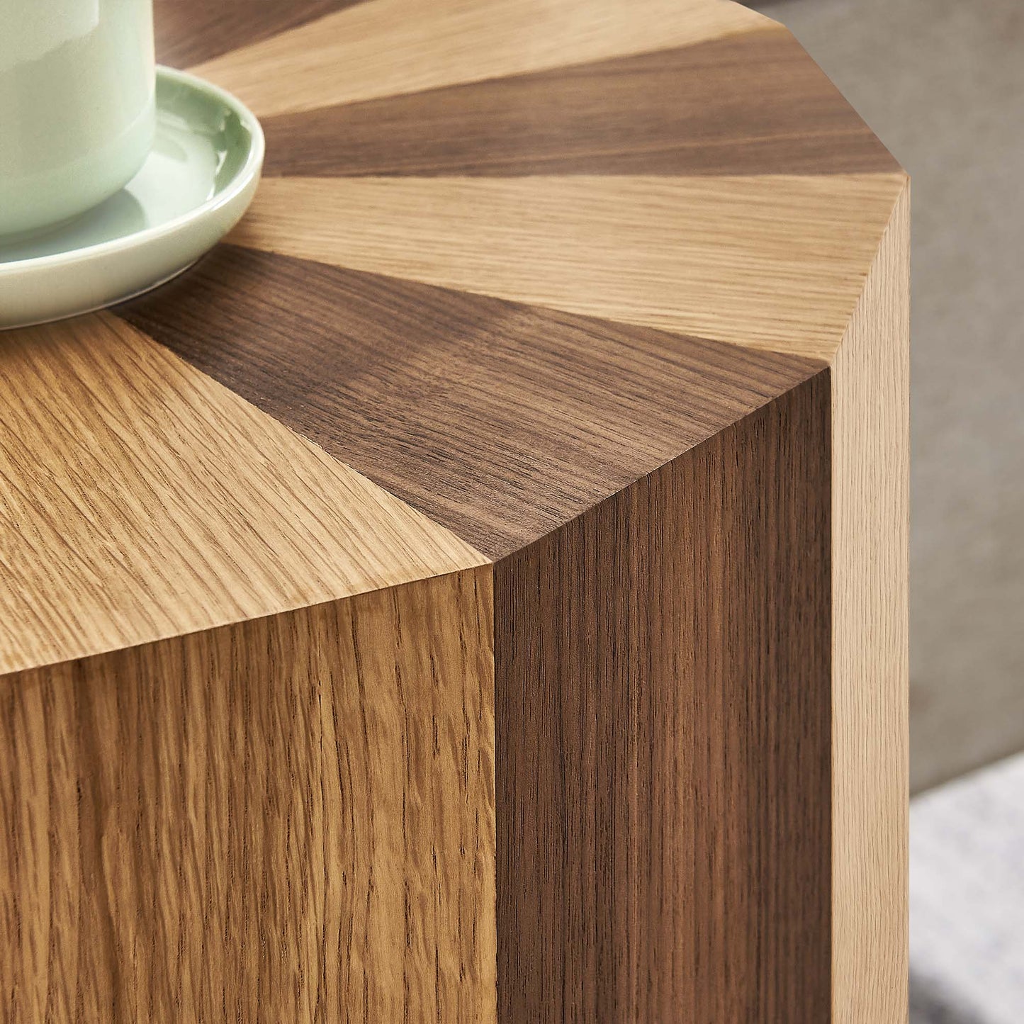 Twirl Two-Toned Wood Veneer Side Table by Furniture For America