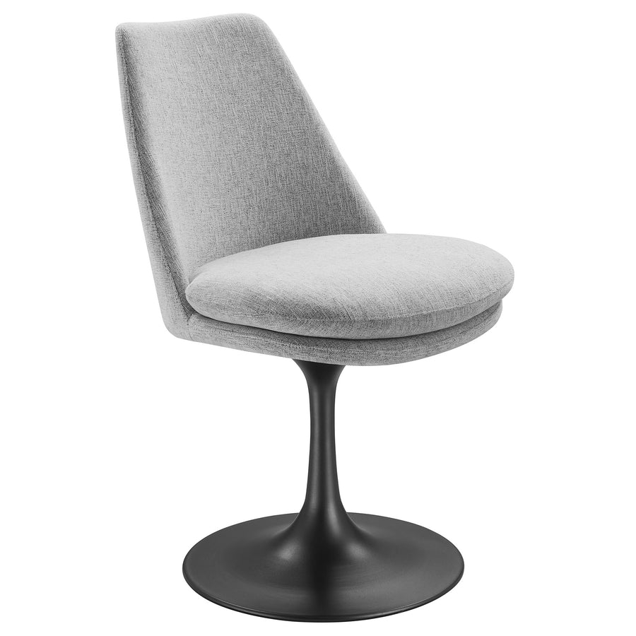 Lumen Swivel Dining Upholstered Side Chair in Black Light Gray