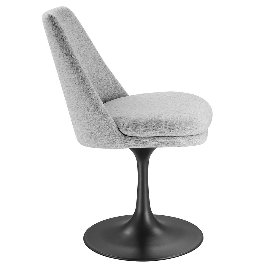 Lumen Swivel Dining Upholstered Side Chair in Black Light Gray