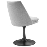 Lumen Swivel Dining Upholstered Side Chair in Black Light Gray