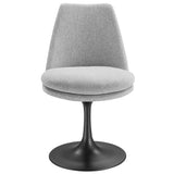Lumen Swivel Dining Upholstered Side Chair in Black Light Gray
