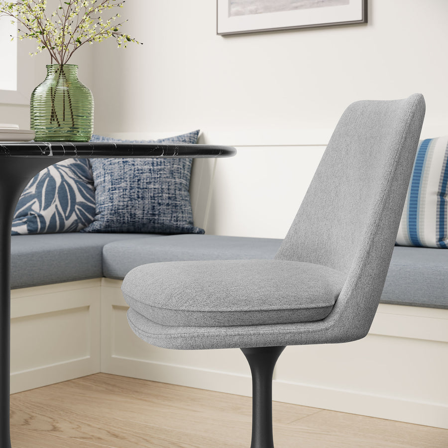 Lumen Swivel Dining Upholstered Side Chair in Black Light Gray