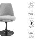 Lumen Swivel Dining Upholstered Side Chair in Black Light Gray