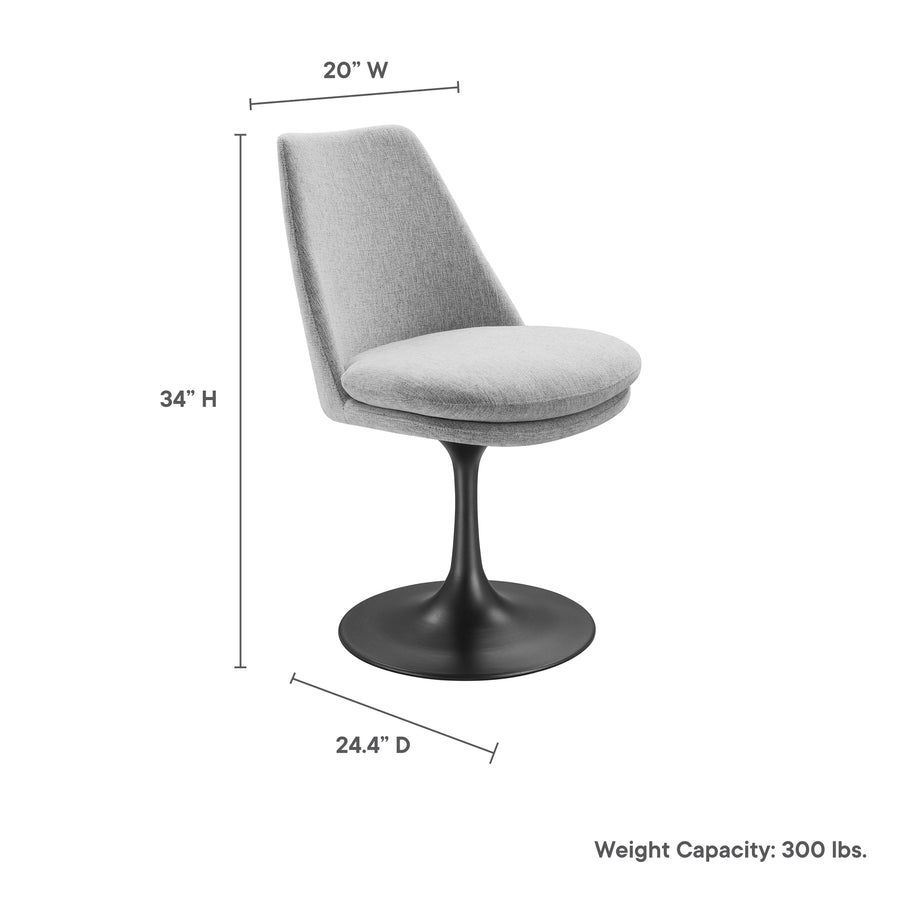 Lumen Swivel Dining Upholstered Side Chair in Black Light Gray
